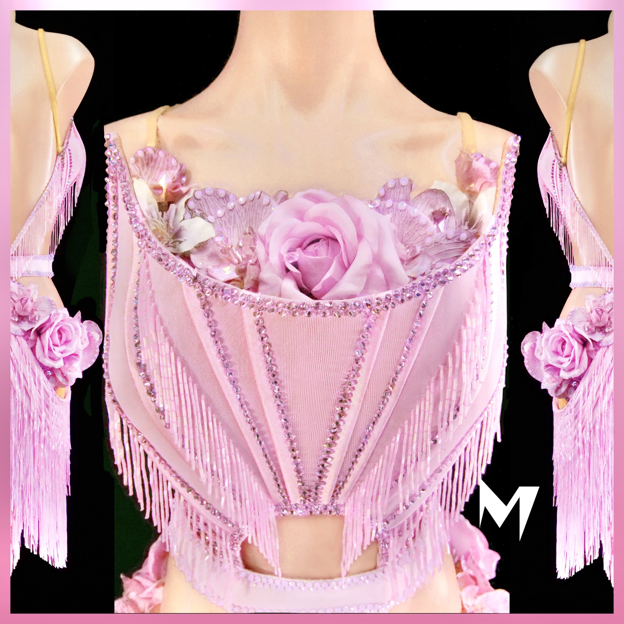 Deco Neck 1920's Style Flamenco Rose Corsage - Blush Pink main image 0